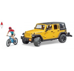 , , , MODELLINO BRUDER JEEP WRANGLER RUBICON UNLIMITED CON MOUNTAIN BIKE E CICLISTA