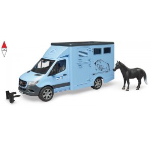 , , , BRUDER MB SPRINTER TRASPORTO ANIMALI CON 1 CAVALLO