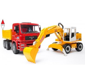 , , , MODELLINO BRUDER MAN TGA CAMION CON SCAVATRICE LIEBHERR