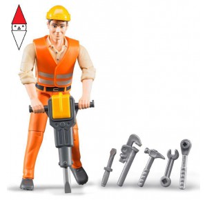 , , , ACTION FIGURE BRUDER OPERAIO EDILE CON ACCESSORI