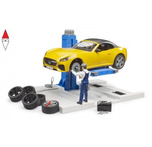 , , , ACTION FIGURE BRUDER OFFICINA AUTOMOBILI CON BRUDER ROADSTER E ACCESSORI