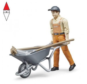 , , , ACTION FIGURE BRUDER OPERATORE ECOLOGICO CON CARIOLA E ACCESSORI