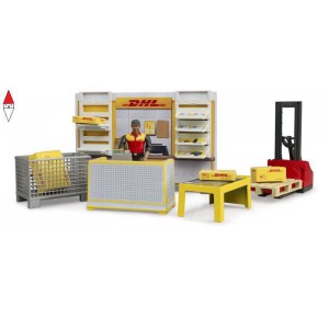 , , , BRUDER CENTRO SPEDIZIONI DHL CON ACCESSORI E TRANSPALLET MANUALE