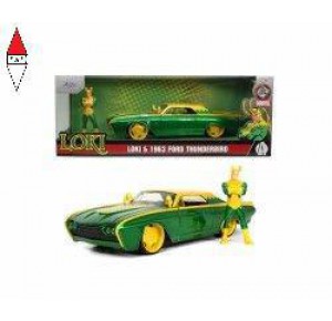 , , , JADA 1/24 MARVEL LOKI FORD THUNDERBIRD 1963 DIE-CAST CON PERSONAGGIO