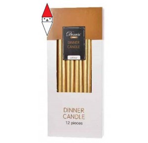, , , CANDELA KAEMINGK CANDLE WAX DINNER METALLIC GOLD 12 PZ DIA2.15 H25 CM ORO