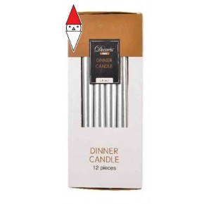 , , , KAEMINGK CANDLE WAX DINNER METALLIC SILVER 12 PZ DIA2.15 H25 CM ARGENTO