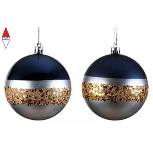 , , , NATALE KAEMINGK SFERA 8CM IN PLASTICA BLU/ARGENTO