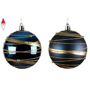 , , , NATALE KAEMINGK SFERA DIAMETRO 8CM IN PLASTICA BLU/ORO