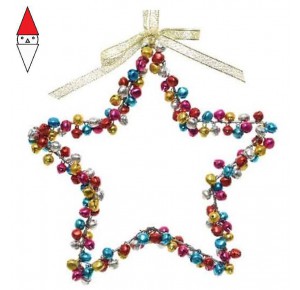 , , , NATALE KAEMINGK STELLA IN METALLO CON CAMPANELLE MULTICOLORE