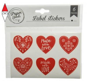 , , , GIOCO KAEMINGK STICKER PAPER HEART 6ASS RED