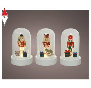 , , , KAEMINGK LED CLOCHE PLASTIC WITH NUTCRACKER DIA 5.50-H9 CM 1LED 3 MODELLI