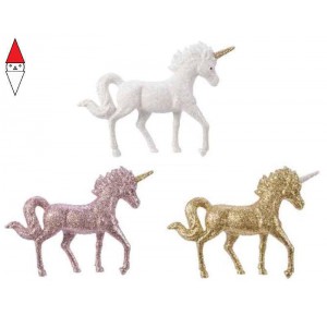 , , , NATALE KAEMINGK UNICORNO GLITTER IN PLASTICA 3 COLORI ASSORTITI