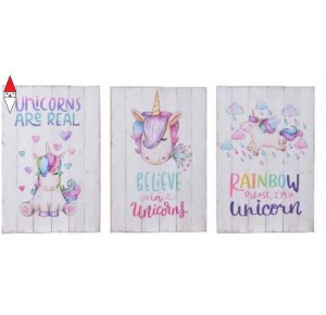 , , , DECORAZIONE NATALE KAEMINGK TAVOLA CON STAMPA UNICORNI 3 MODELLI 1X20X30 CM