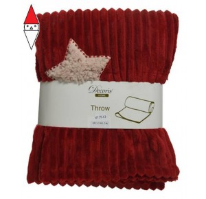 , , , KAEMINGK THROW POLYESTER FLANNEL RIB SHERPA STAR EMBROIDERY RED