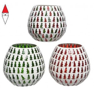, , , KAEMINGK GL TLIGHTH TREE MOSAIC 3CLASS COLOUR: GREEN/RED SIZE: DIA10X10CM