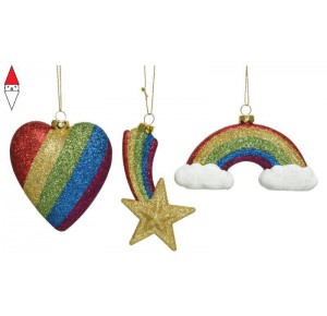 , , , NATALE KAEMINGK DECORAZIONI DA APPENDERE MULTICOLOR ASS CON GLITTER