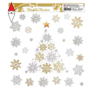 , , , NATALE LEBEZ VETROFANIE NATALE BIANCHE/ORO