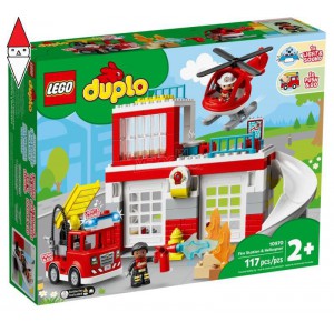 , , , COSTRUZIONE LEGO CASERMA DEI POMPIERI ED ELICOTTERO (DUPLO TOWN)
