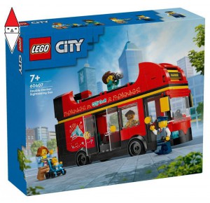 , , , COSTRUZIONE LEGO AUTOBUS TURISTICO ROSSO A DUE PIANI