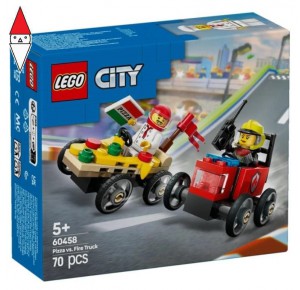 , , , COSTRUZIONE LEGO PACK VEICOLI DA CORSA: PIZZAIOLO CONTRO POMPIERE