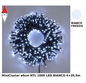 , , , LOTTI CATENA NASTRO MINICLUSTER DIAMETRO 6CM NTL 1000 LED BIANCO 5MM