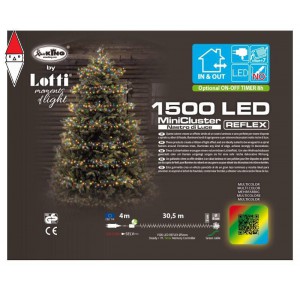 , , , NATALE LOTTI CATENA NASTRO MINICLUSTER DIAMETRO 6CM NTL 1500 LED MULTI 5MM