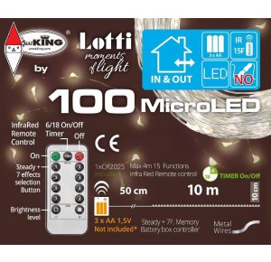 , , , LUCI NATALE LOTTI CATENA M-IR 100 MICROLED BIANCO CALDO 1.5MM