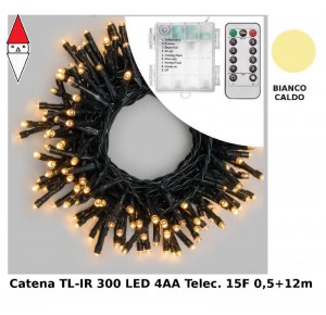 , , , LUCI NATALE LOTTI CATENA TL-IR 300 LED BIANCO CALDO 5MM