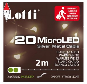 , , , NATALE LOTTI CATENA LINEARE 2M 20 MICROLED BIANCO CALDO DIAM.1.5MM