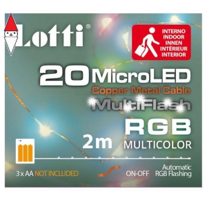, , , NATALE LOTTI CATENA LINEARE 2M 20 MICROLED MULTIFLASH RGB DIAM.1.5MM