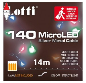 , , , NATALE LOTTI LUCI IN FILO METALLICO A BATTERIA MULTICOLOR IN METALLO