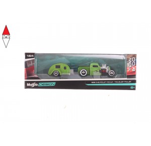 , , , MAISTO DESIGN 1936 CHEVROLET PICKUP TRAVELER TRAILER 1/64