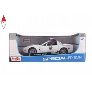 , , , MODELLINO MAISTO CHEVROLET CORVETTE Z06 1/18 WHITE STATE TROOPER