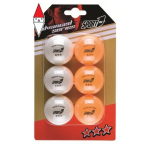 , , , GIOCO SPORTIVO MANDELLI BLISTER 6 PALLINE 3 STARS BIANCHE/ARANCIONI 40 MM