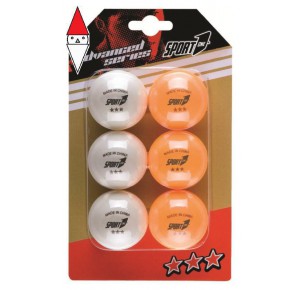 , , , GIOCO SPORTIVO MANDELLI BLISTER 6 PALLINE 3 STARS BIANCHE/ARANCIONI 40 MM