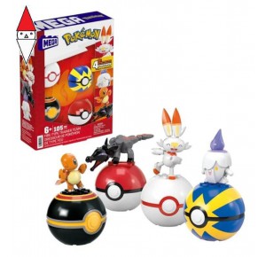 , , , COSTRUZIONE MATTEL MEGA POKEMON SET POKEBALL DI FUOCO
