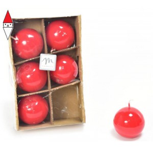 , , , NATALE MERCURY SET 6 CANDELE SFERA IN CERA LUCID ROSSE