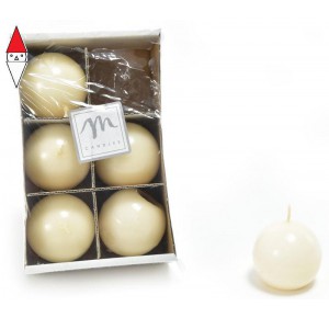 , , , NATALE MERCURY SET 6 CANDELE SFERA IN CERA LUCID AVORIO