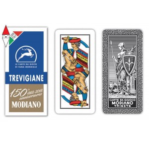, , , CARTE DA GIOCO MODIANO TREVIGIANE BLU 150 ANNIVERSARIO