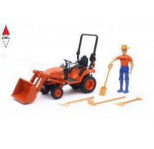 , , , NEW RAY 1/18 KUBOTA BX2670 COMPACT TRACTOR W/FRONT LOADER PLAYSET