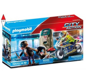 , , , ACTION FIGURE PLAYMOBIL POLIZIOTTO IN MOTO E LADRO