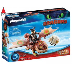 , , , COSTRUZIONE PLAYMOBIL DRAGONS RACING GAMBEDIPESCE E MUSCOLONE