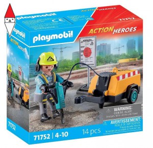 , , , COSTRUZIONE PLAYMOBIL LAVORATORE CON MARTELLO PNEUMATICO