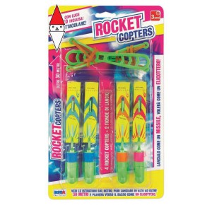 , , , GIOCO ESTIVO RONCHI SUPERTOYS BLISTER 4 ROCKET COPTERS CON LED E FIONDA LANCIO