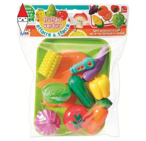 , , , GIOCO DI IMITAZIONE RONCHI SUPERTOYS SET CUCINA FRUTTA E VERDURA ATTACCA STACCA