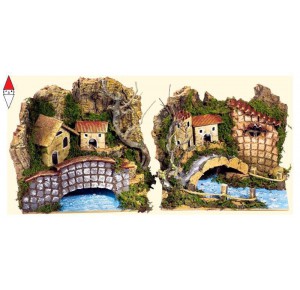 , , , NATALE ROSSI-ROSA PONTE SU FIUME CM. 20X14X17 (2 MODELLI)