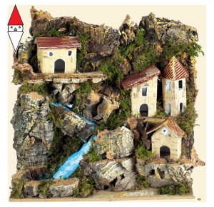 , , , NATALE ROSSI-ROSA PAESAGGIO CM. 20X14X18 CON FIUME