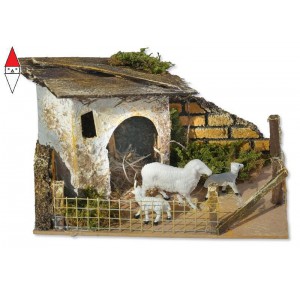 , , , NATALE ROSSI-ROSA RECINTO CON PECORE CM. 15X10X9,5