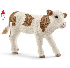 , , , ACTION FIGURE SCHLEICH VITELLO PEZZATO ROSSO (SERIE FARM WORLD FATTORIA)