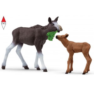 , , , ACTION FIGURE SCHLEICH FEMMINA DI ALCE CON CUCCIOLO (SERIE WILD LIFE)